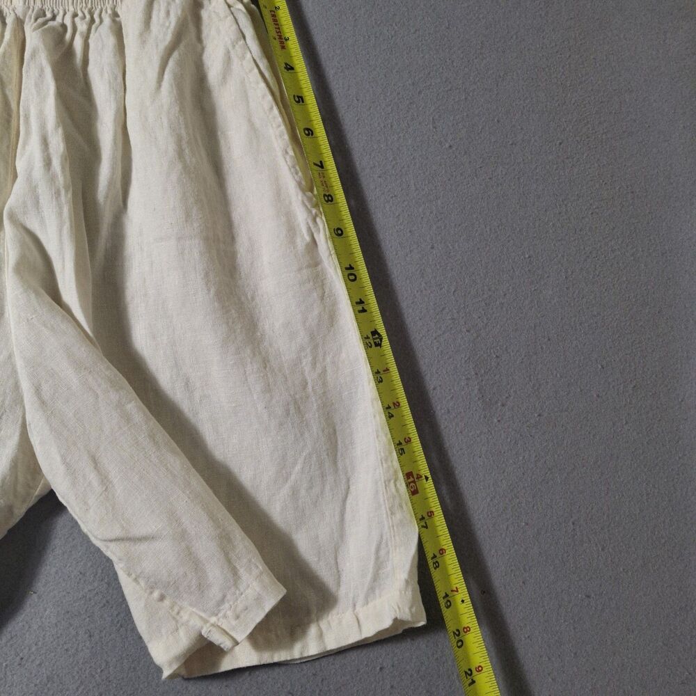 Liz & Jane Linen Shorts Womens M Medium Beige Cream Wide Leg Pleated... - Picture 4 of 9